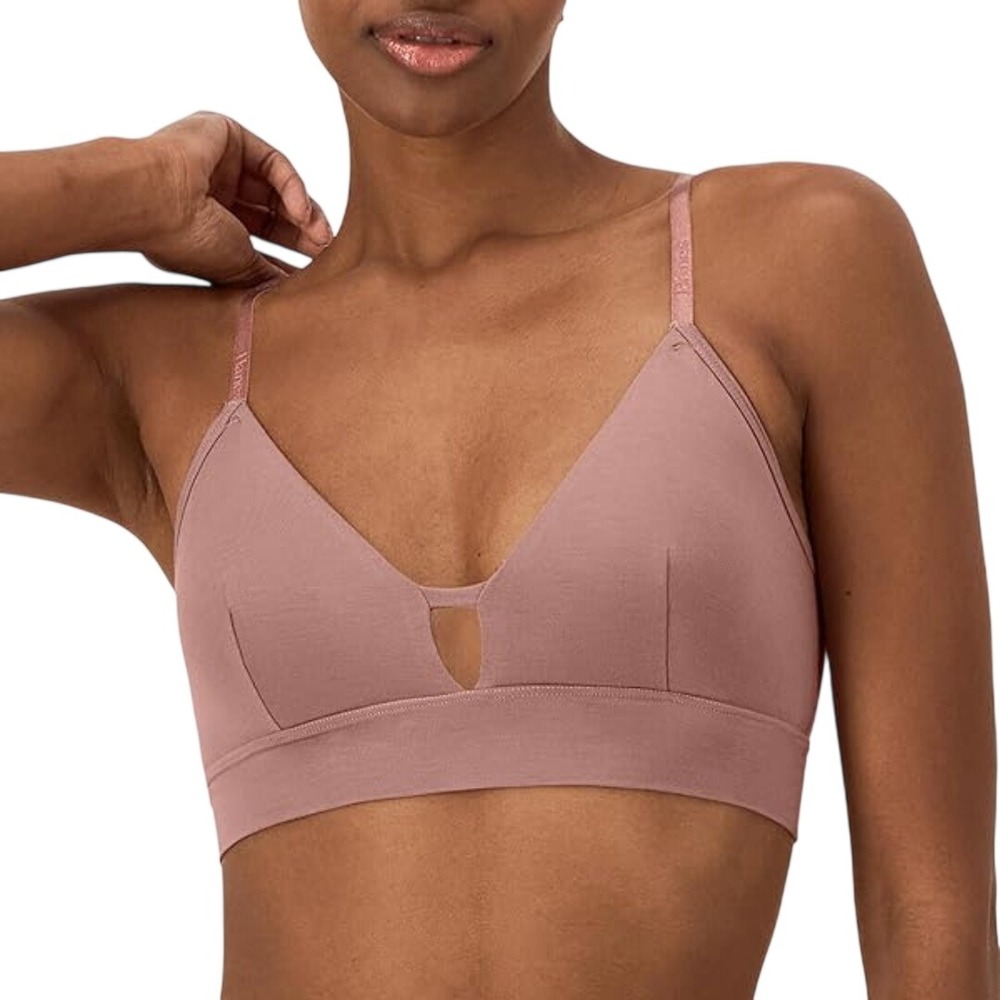 Hanes Women's Dusty Rose Adjustable Bamboo Viscose Wireless Bralette Top Size M